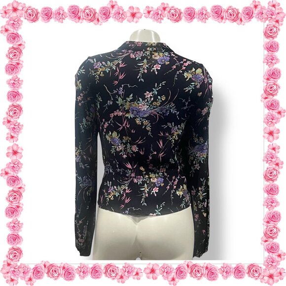 ROLLA'S Lightweight Semi-Sheer Floral Print Long Sleeve Blouse - Size S - Picture 7 of 13